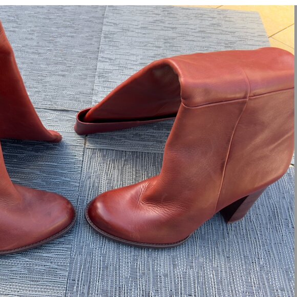Sam Edelman Maroon Leather Boots Size 8 - Picture 5 of 7
